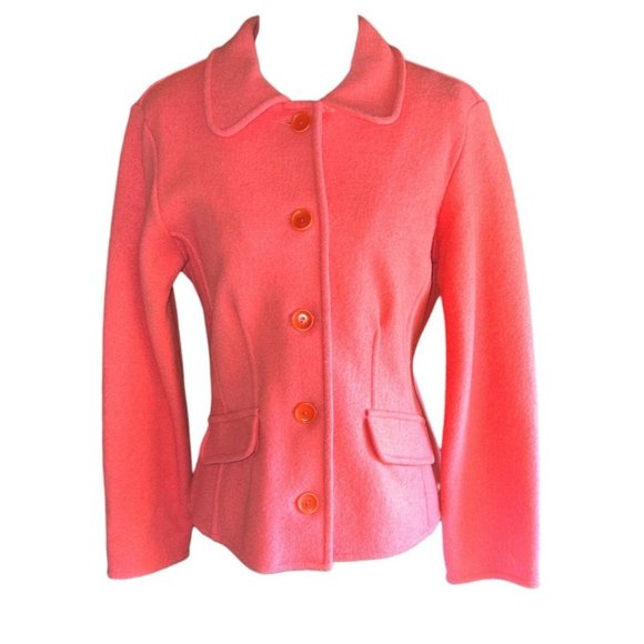 Vintage Talbots Alpaca Blend Pink Button Jacket Women Size Small Petite - Picture 1 of 11